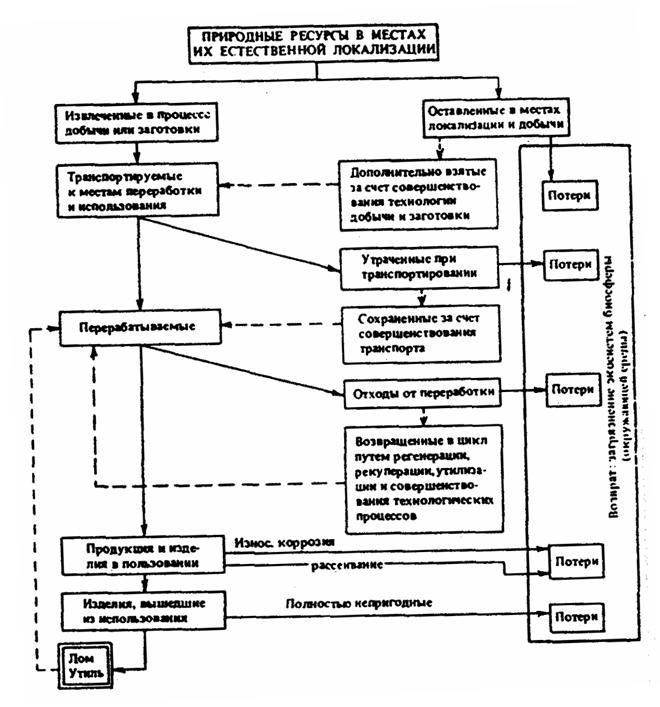 Рис. 13.7. Модель ресурсного цикла (по Г. В. Стадницкому, Д. И. Родионову, 1996)